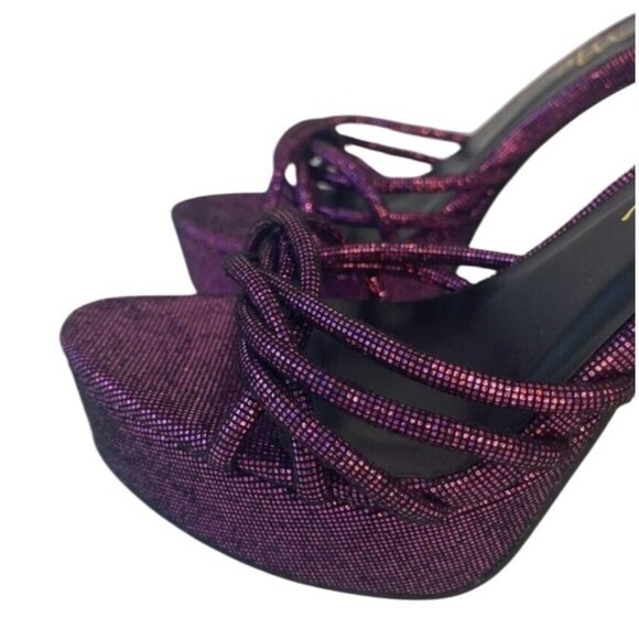 SO ME / Disco / Purple Metallic /  Platform / High Heels With Crisscross - Picture 6 of 8